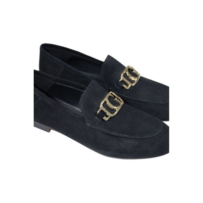Guess Black Leather Platform Flats