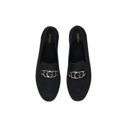 Guess Black Leather Platform Flats