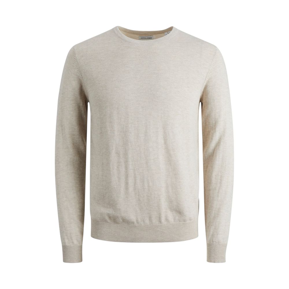 Jack & Jones Beige Cotton Sweatshirt - JJEEMIL KNIT CREW NECK NOOS