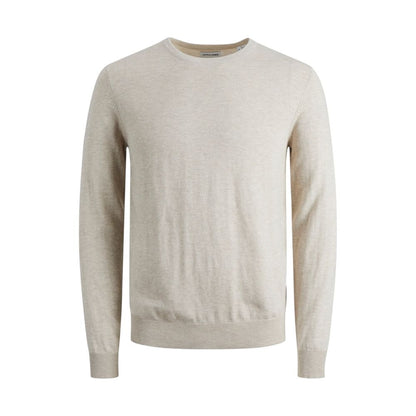 Jack & Jones Beige Cotton Sweatshirt - JJEEMIL KNIT CREW NECK NOOS