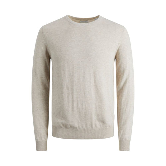 Jack & Jones Beige Cotton Sweatshirt - JJEEMIL KNIT CREW NECK NOOS