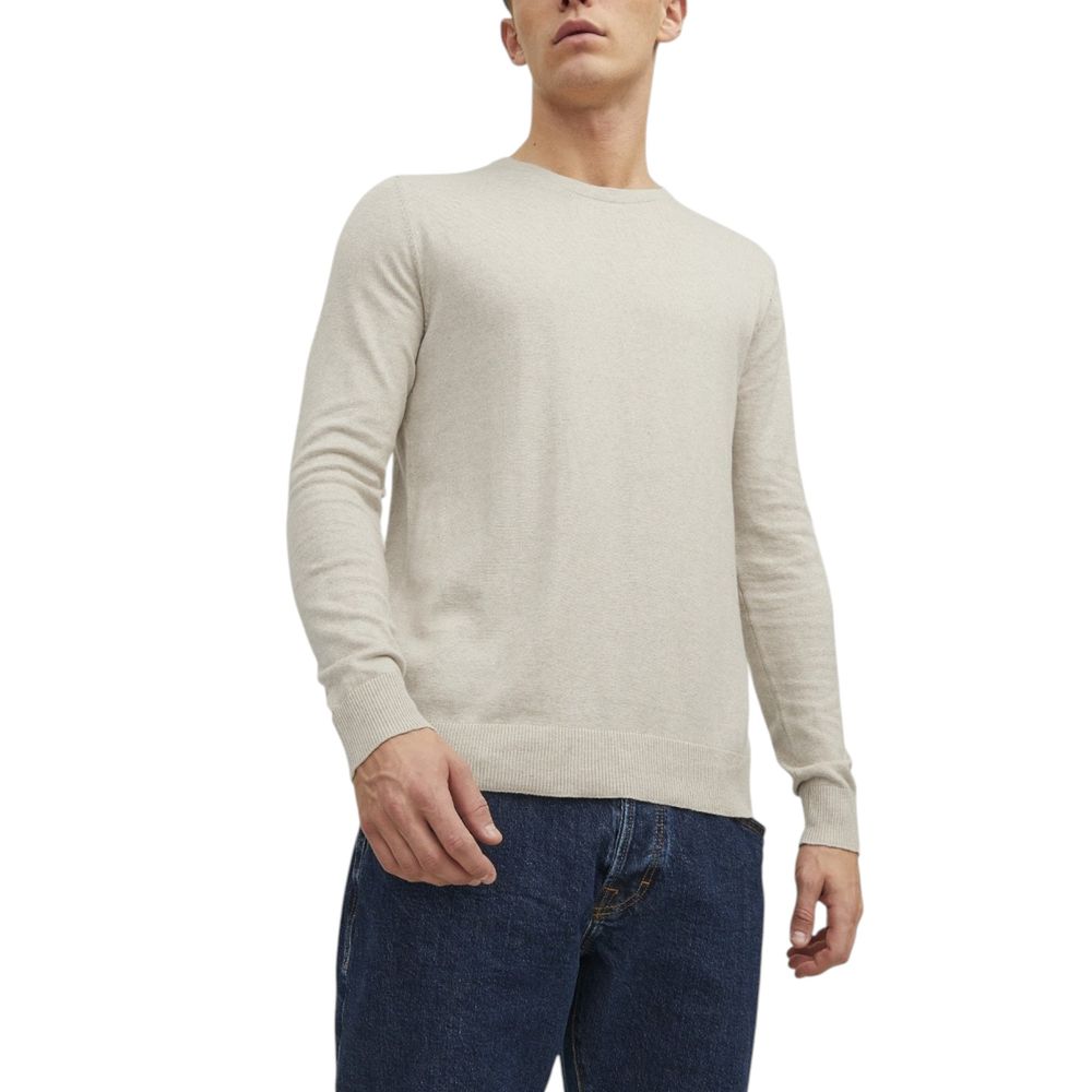 Jack & Jones Beige Cotton Sweatshirt - JJEEMIL KNIT CREW NECK NOOS