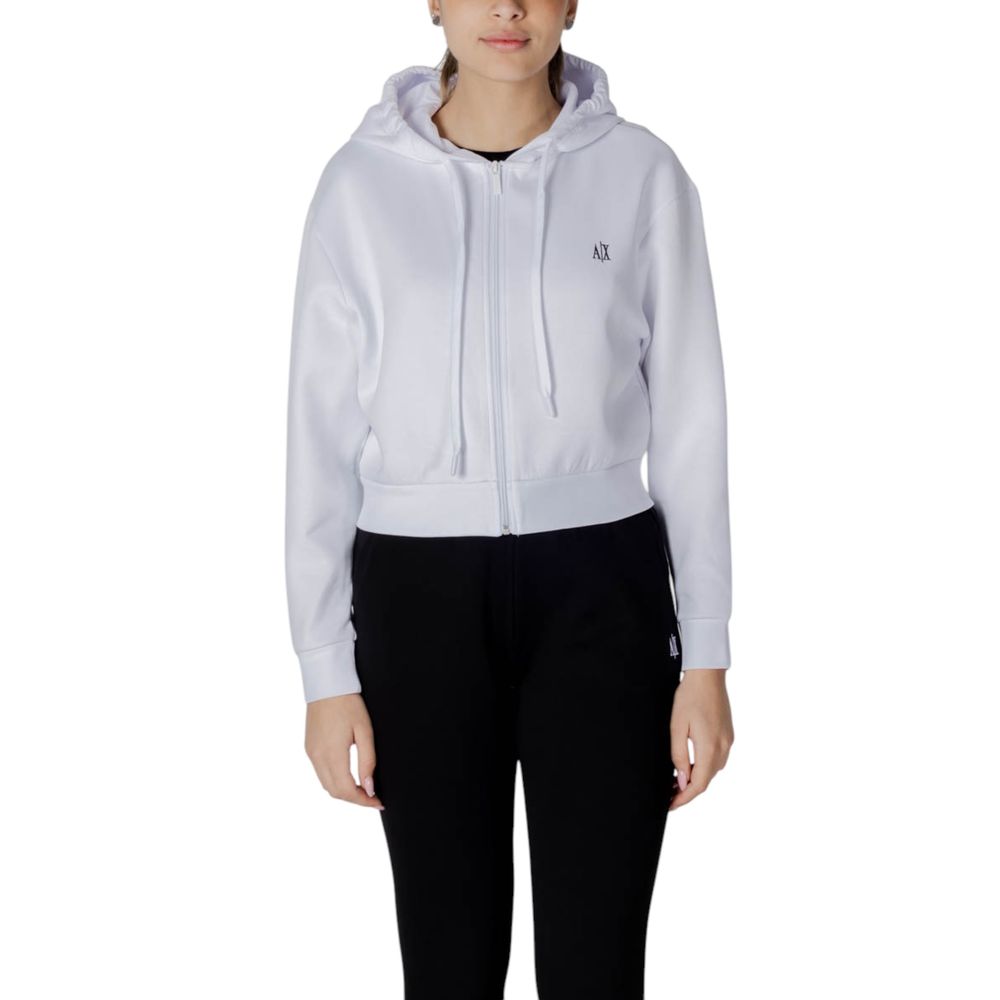 Armani Exchange White Cotton Hoody - Women's Cap Capsule Sweatshirt