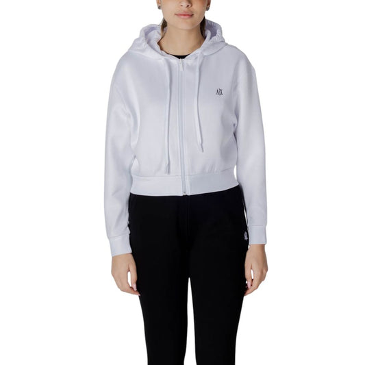 Armani Exchange White Cotton Hoody - Women's Cap Capsule Sweatshirt