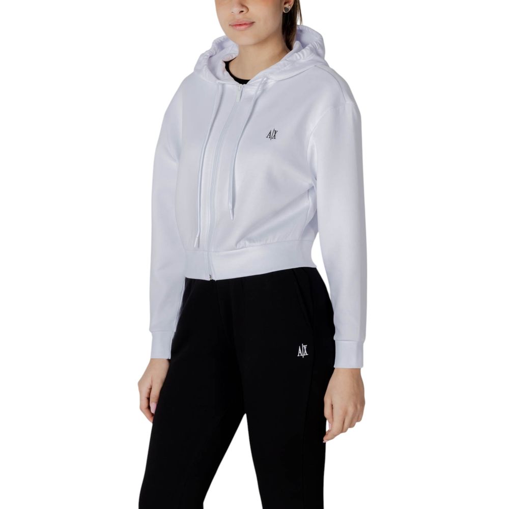 Armani Exchange White Cotton Hoody - Women's Cap Capsule Sweatshirt