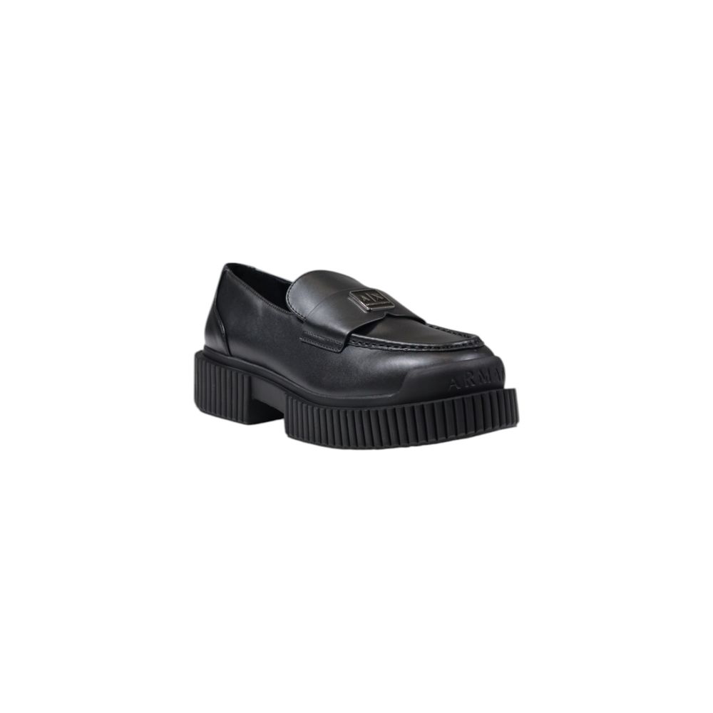 Armani Exchange Black Leather Platform Shoes