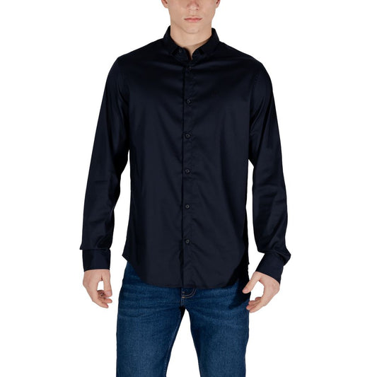 Armani Exchange Blue Lyocell Long Sleeve Shirt