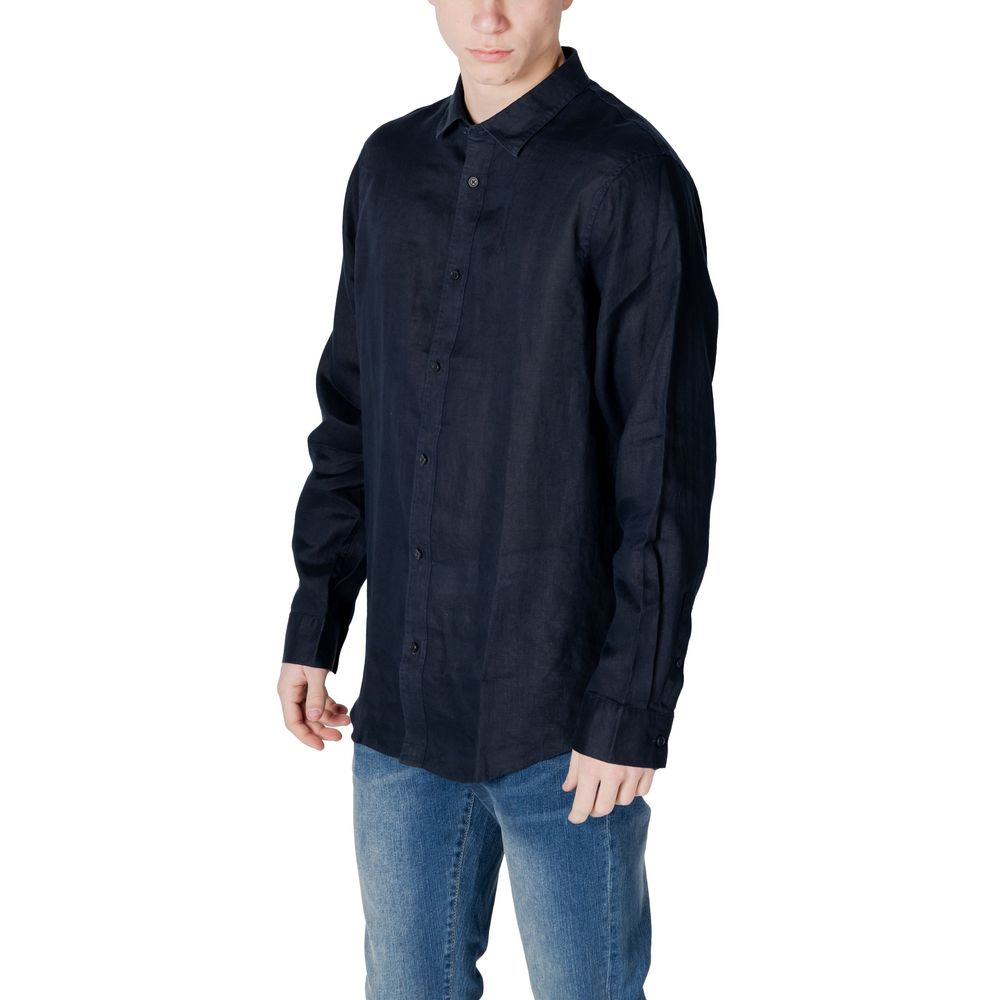 Armani Exchange Blue Linen Shirt for Men