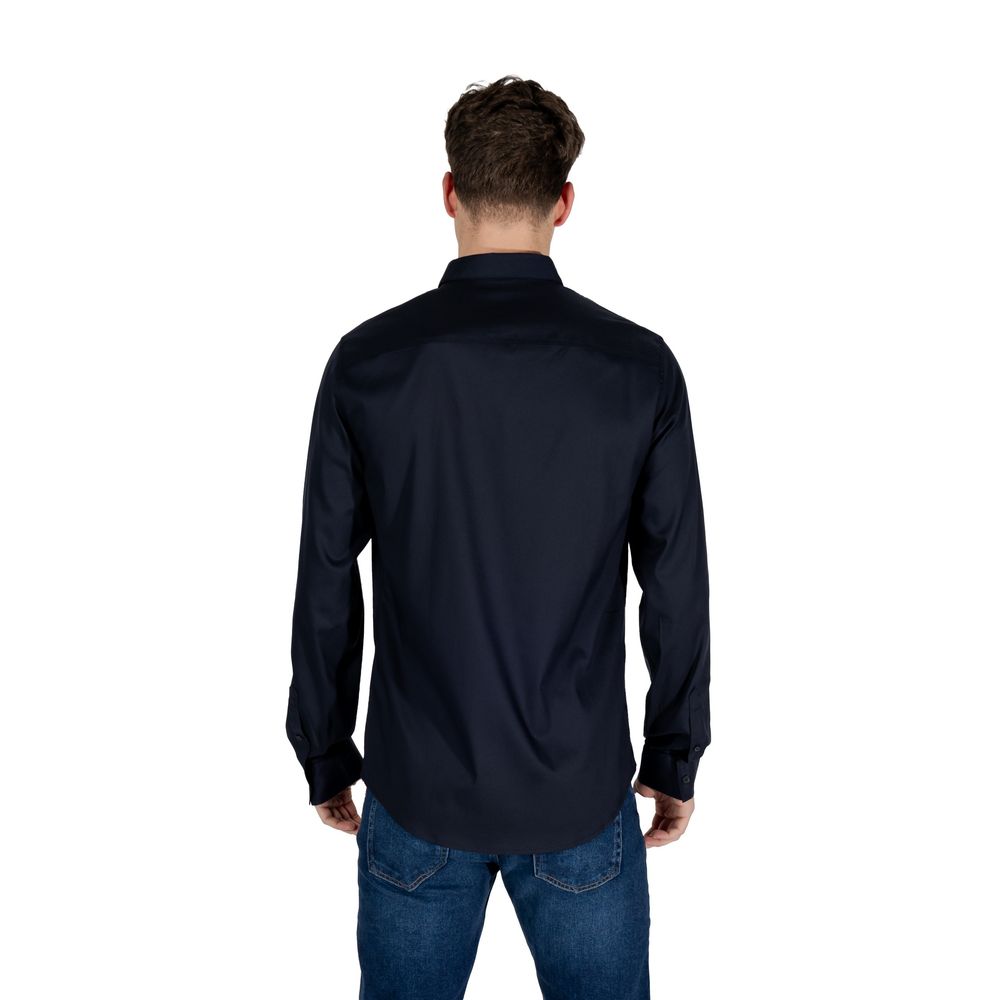 Armani Exchange Blue Lyocell Long Sleeve Shirt