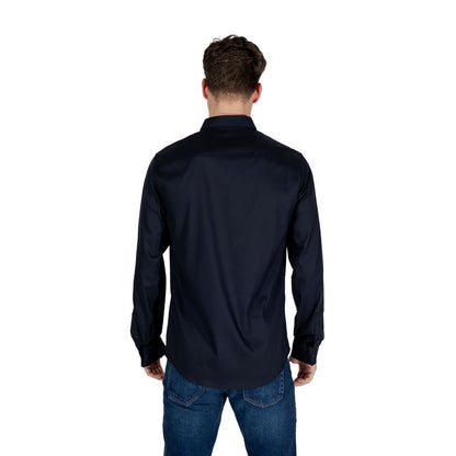 Armani Exchange Blue Lyocell Long Sleeve Shirt