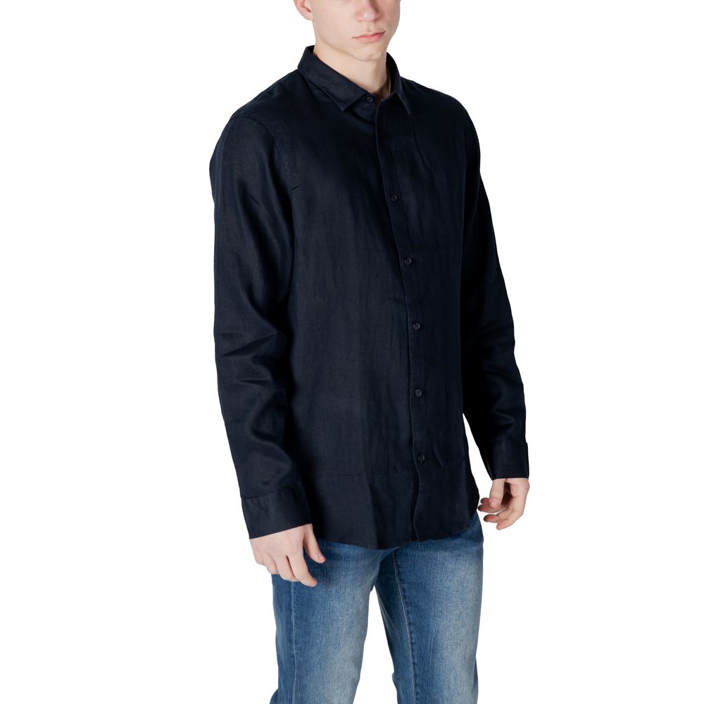 Armani Exchange Blue Linen Shirt for Men