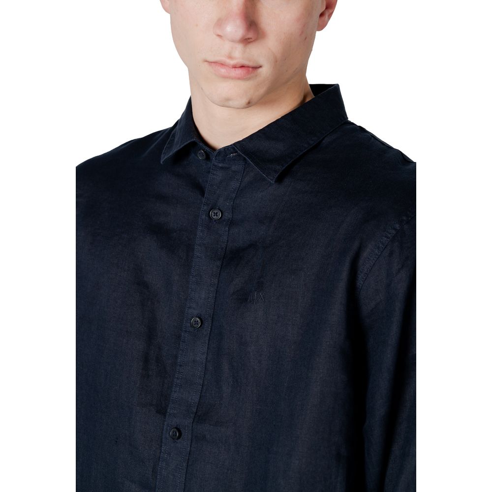 Armani Exchange Blue Linen Shirt for Men