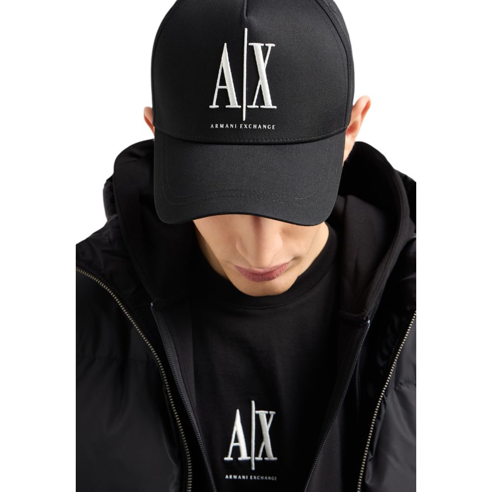 Armani Exchange Black Cotton Baseball Cap