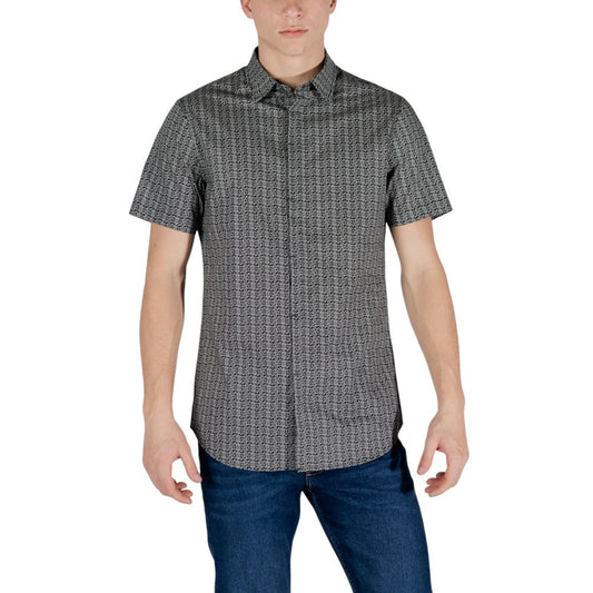 Armani Exchange Black Cotton Shortsleeve Shirt