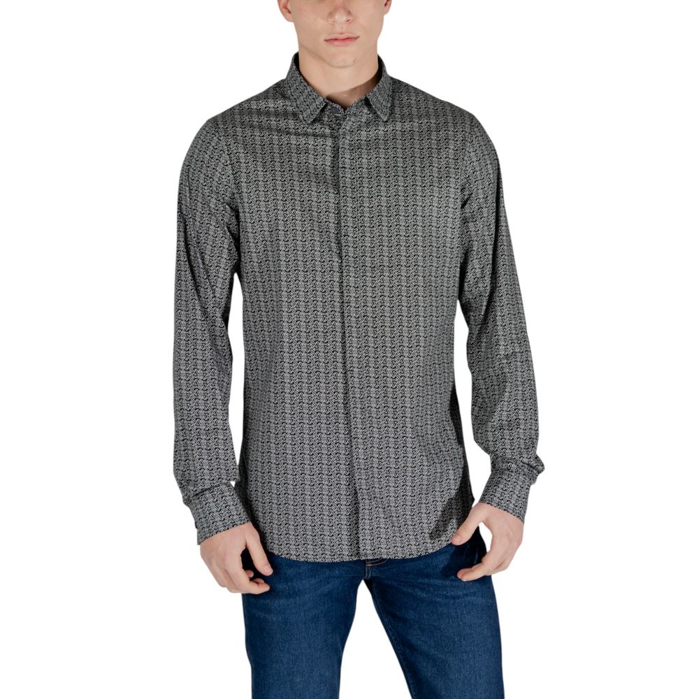 Armani Exchange Black Cotton Long Sleeve Shirt