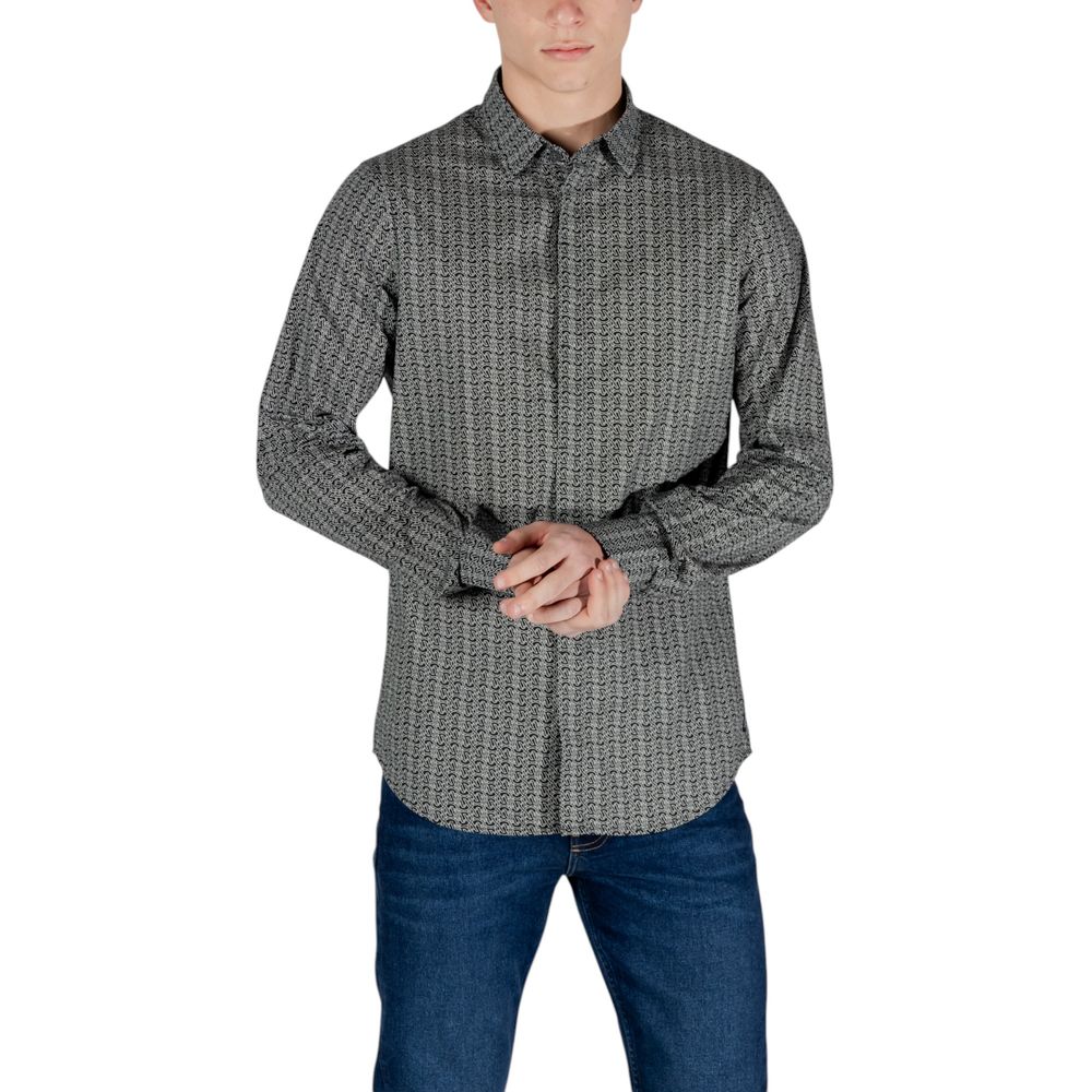 Armani Exchange Black Cotton Long Sleeve Shirt