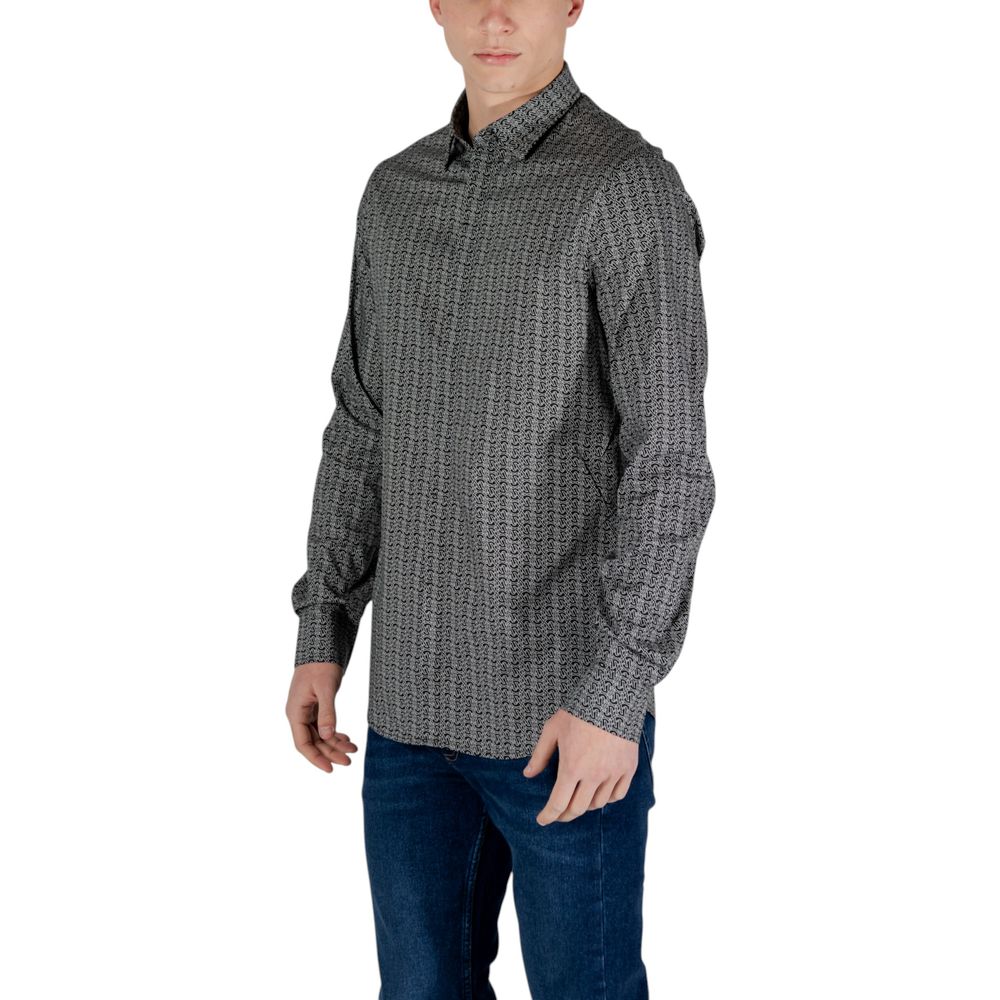 Armani Exchange Black Cotton Long Sleeve Shirt