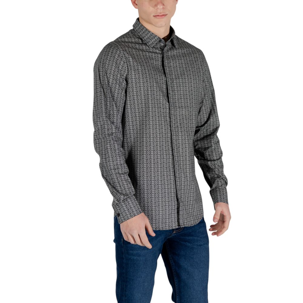 Armani Exchange Black Cotton Long Sleeve Shirt