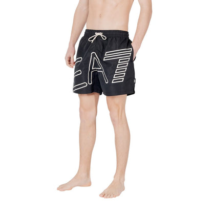 EA7 Emporio Armani Black Polyester Swim Short
