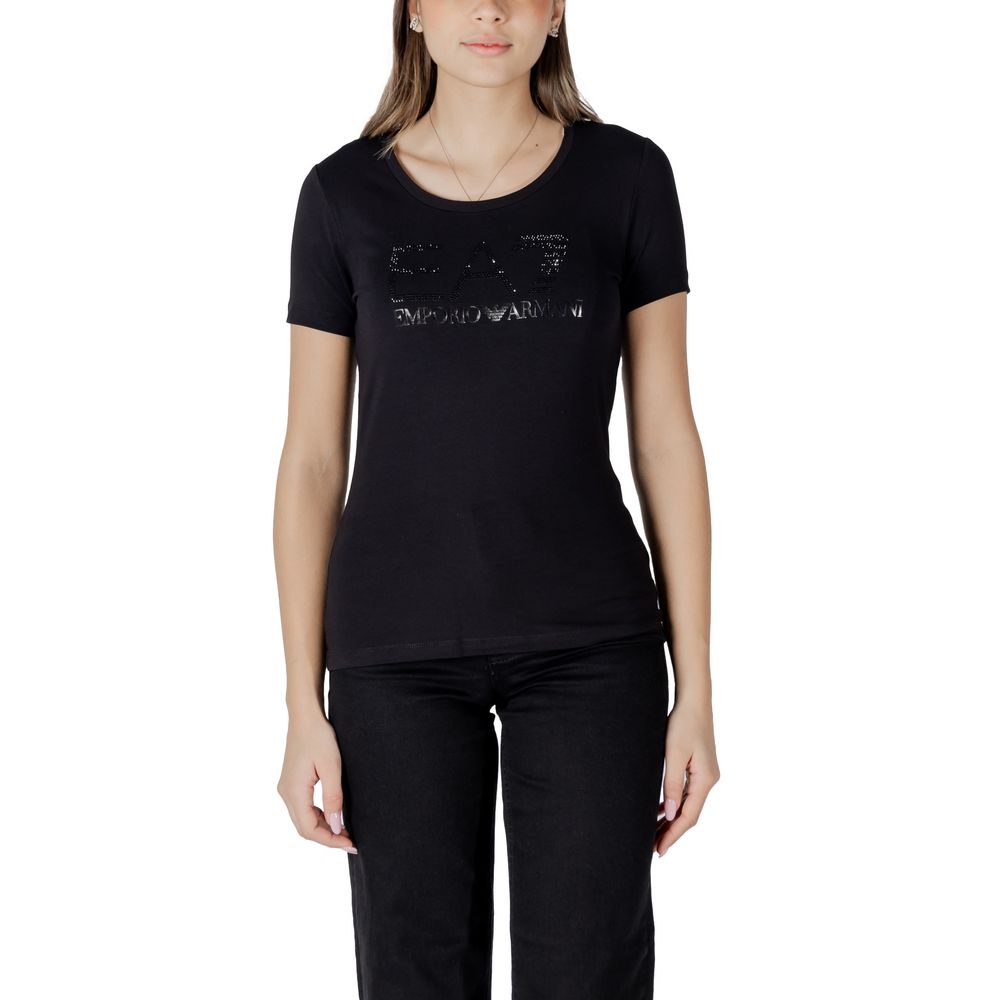 EA7 Emporio Armani Black Cotton Sportswear T-Shirt for Women