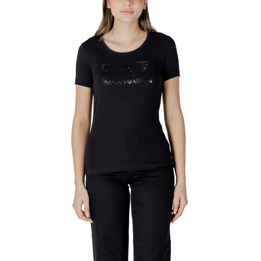 EA7 Emporio Armani Black Cotton Sportswear T-Shirt for Women