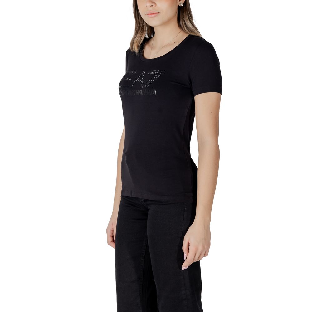 EA7 Emporio Armani Black Cotton Sportswear T-Shirt for Women