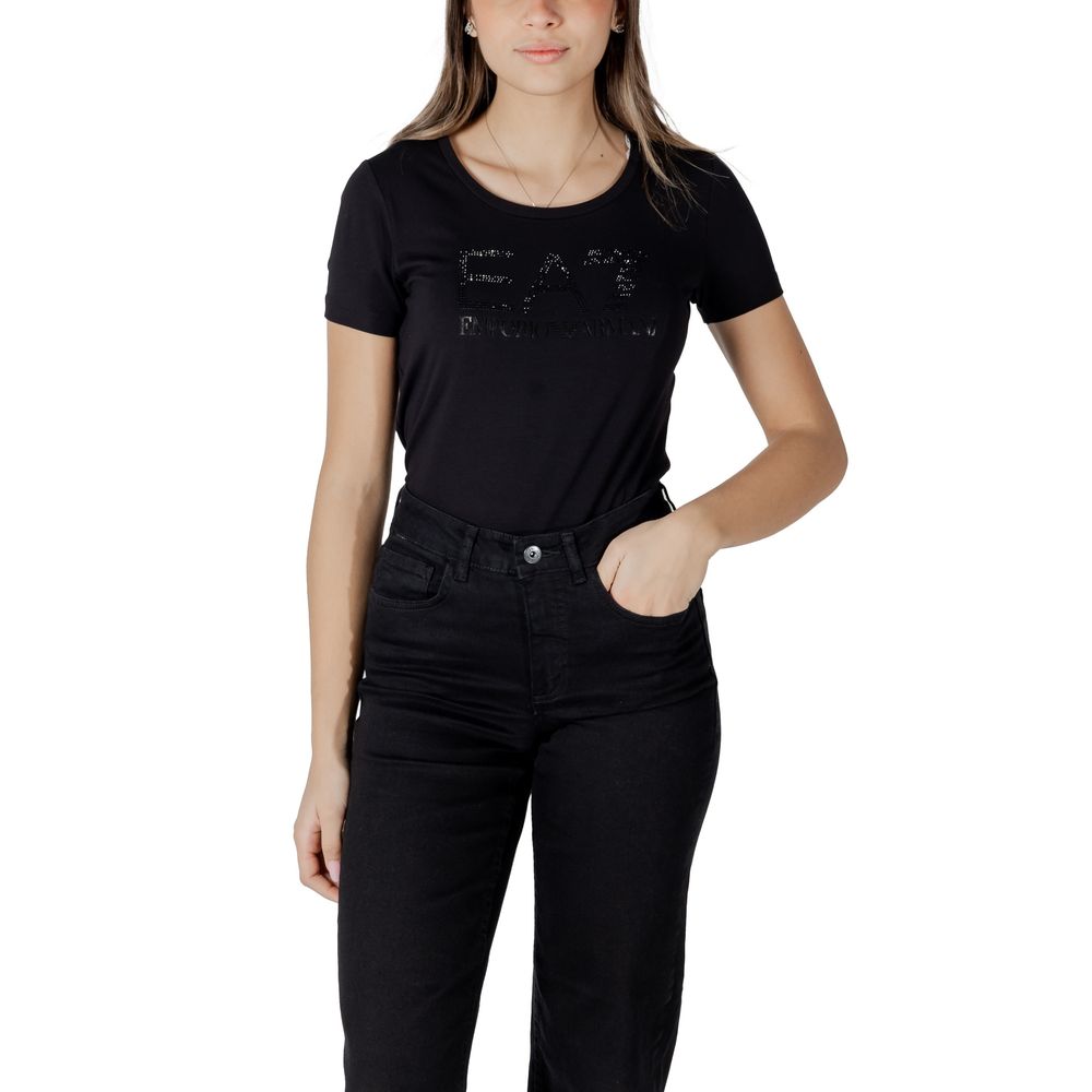 EA7 Emporio Armani Black Cotton Sportswear T-Shirt for Women
