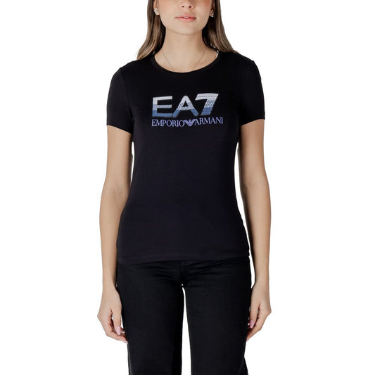 EA7 Emporio Armani Black Cotton T-Shirt for Women