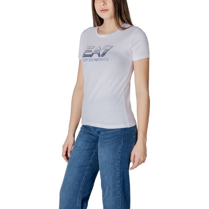 EA7 Emporio Armani White Cotton T-Shirt for Women
