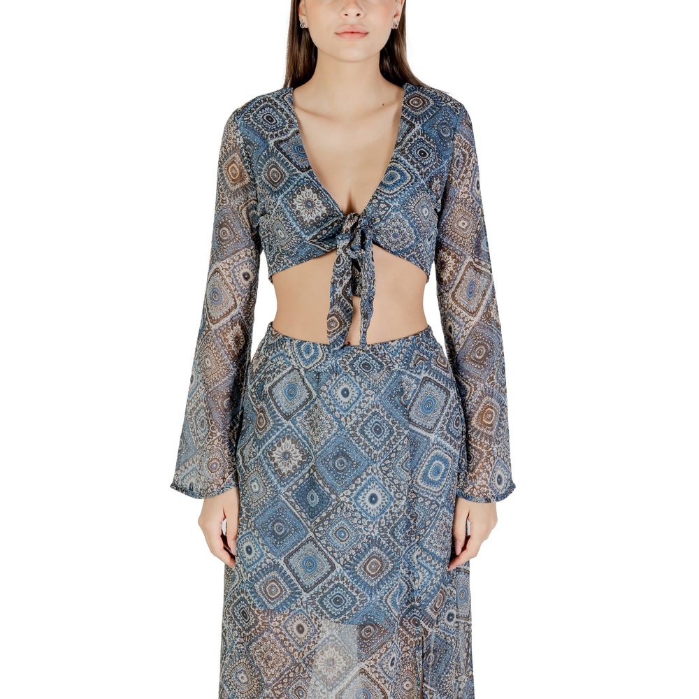 Only Blue Recycled Polyester Top – Onlasta Life L/S Tie Top Wvn