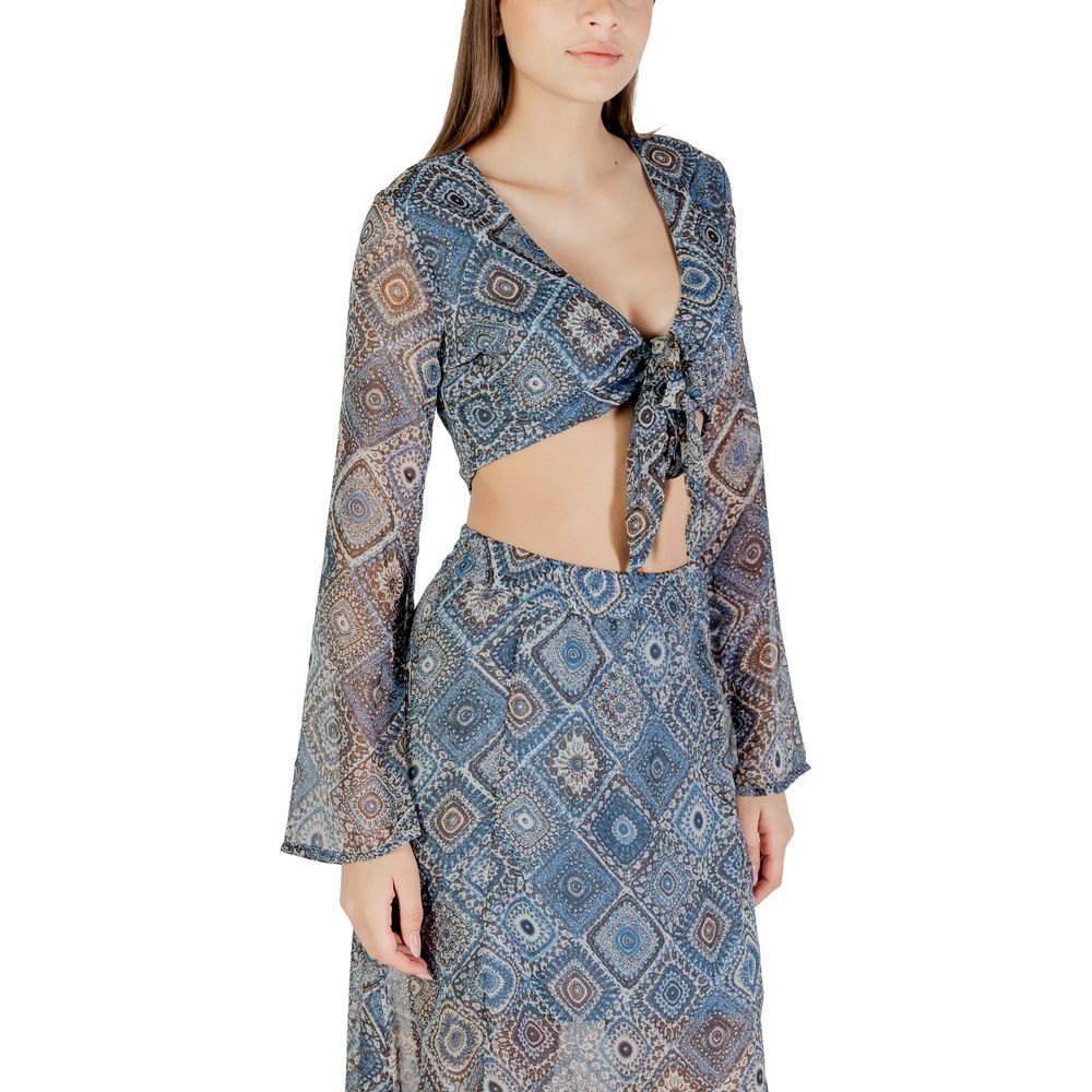 Only Blue Recycled Polyester Top – Onlasta Life L/S Tie Top Wvn