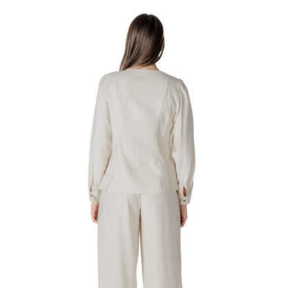 Vila Clothes Vimulli V-Neck L/S Top - Cream Viscose Blouse