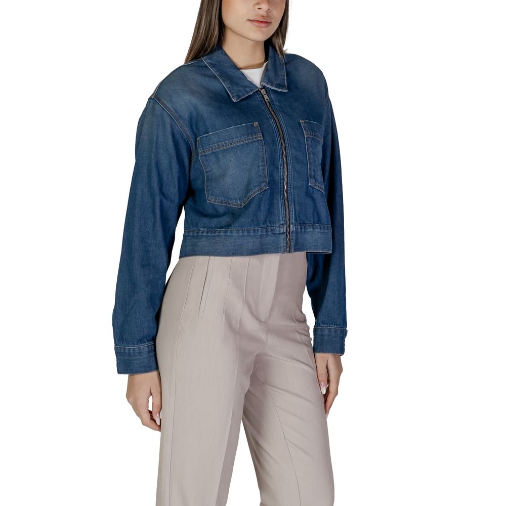 Replay Blue Cotton Jacket & Coat for Women