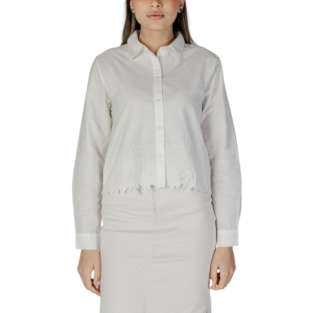 Jacqueline De Yong Women's White Cotton Shirt