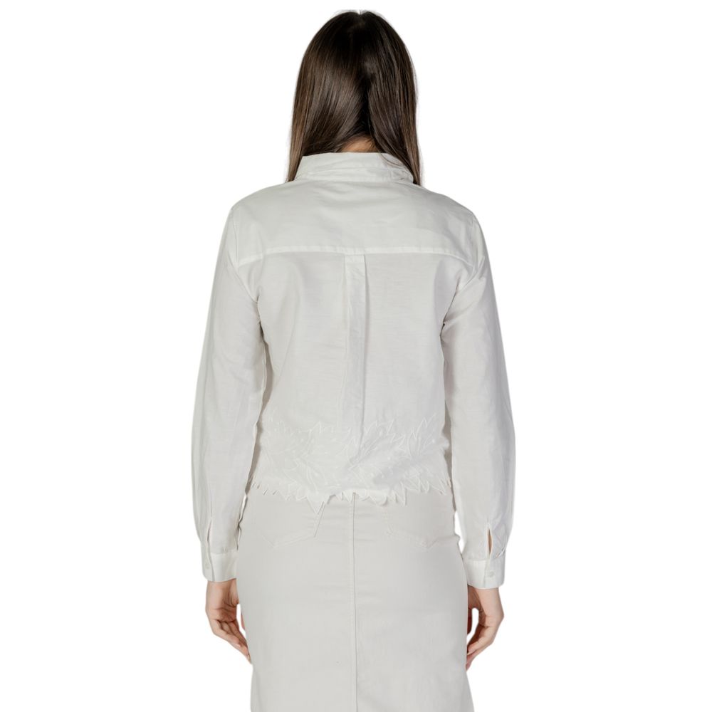 Jacqueline De Yong Women's White Cotton Shirt
