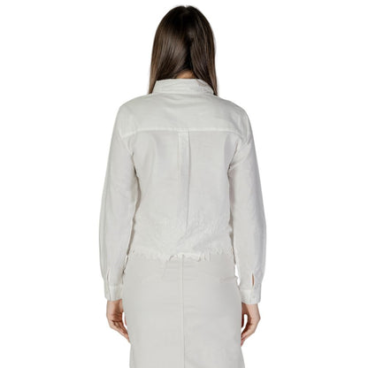 Jacqueline De Yong Women's White Cotton Shirt