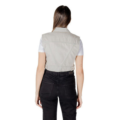 Only Light Blue Cotton Sleeveless Jacket