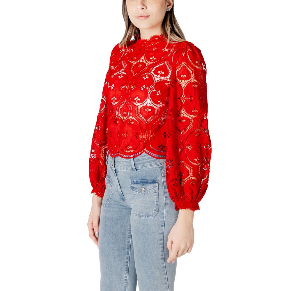 Morgan De Toi Red Polyester Blouse: Effortless Parisian Chic