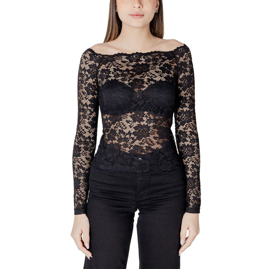 Morgan De Toi Black Polyamide Long Sleeve Lace Top
