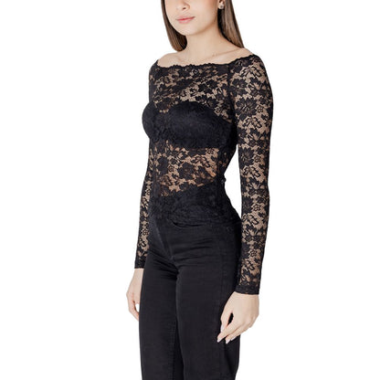 Morgan De Toi Black Polyamide Long Sleeve Lace Top