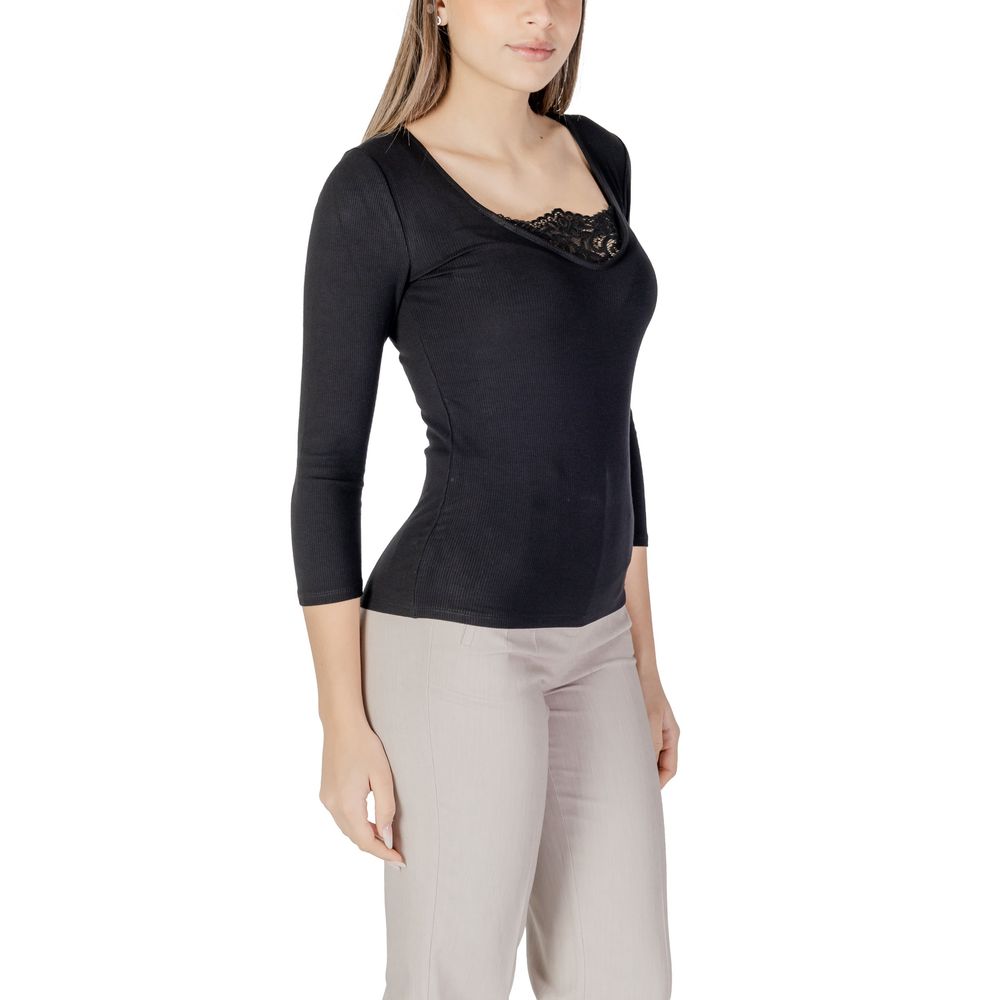 Morgan De Toi Black Viscose Long Sleeve T-Shirt