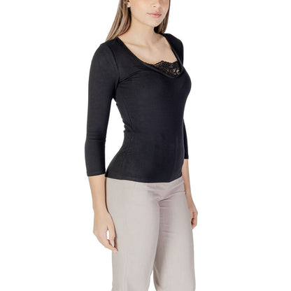 Morgan De Toi Black Viscose Long Sleeve T-Shirt