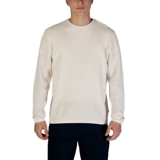 Jack & Jones JJEGEORGE KNIT CREW NECK NOOS White Cotton Sweatshirt