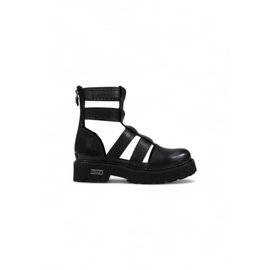 Cult Black Leather Sandal - SLASH 4441 MID W LEAT/PERF. LEAT. CLW444100