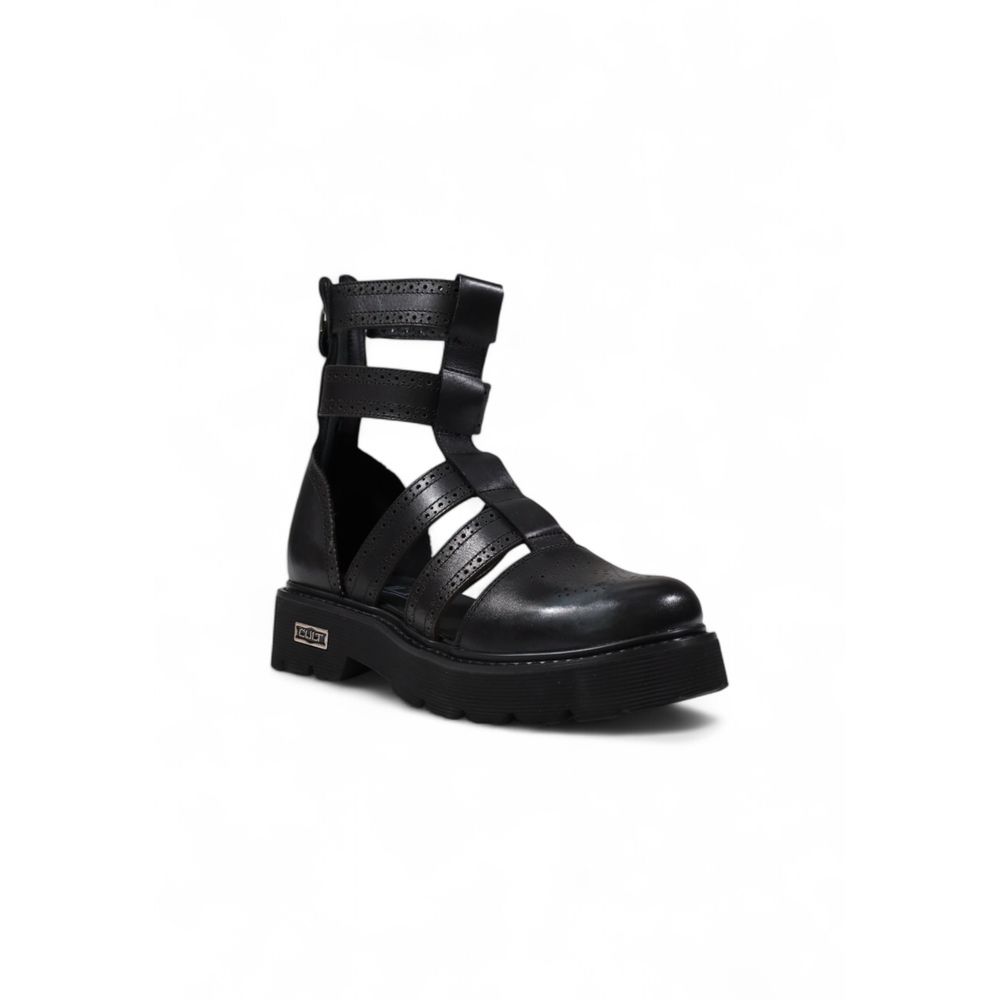 Cult Black Leather Sandal - SLASH 4441 MID W LEAT/PERF. LEAT. CLW444100