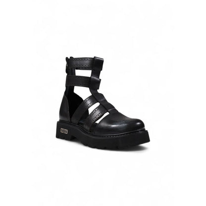 Cult Black Leather Sandal - SLASH 4441 MID W LEAT/PERF. LEAT. CLW444100