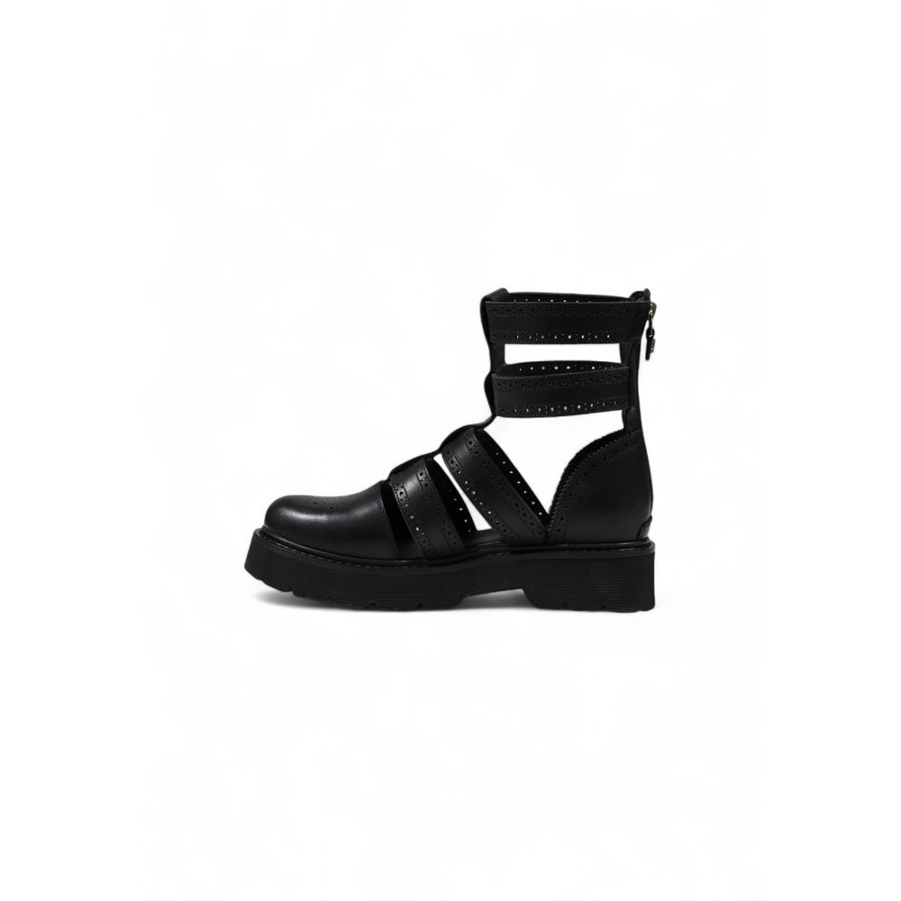 Cult Black Leather Sandal - SLASH 4441 MID W LEAT/PERF. LEAT. CLW444100