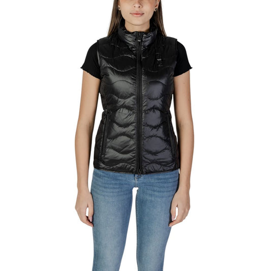 Blauer Black Polyamide Sleeveless Jacket