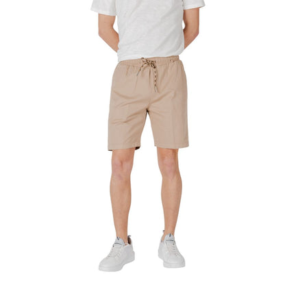Gianni Lupo Beige Cotton Bermuda Shorts for Men