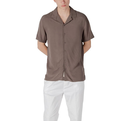 Gianni Lupo Brown Viscose Shortsleeve Shirt